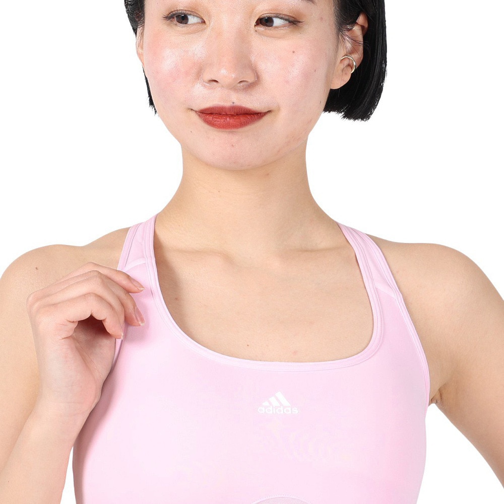 アディダス（adidas）（レディース）スポーツブラ 通気吸湿性 ピンク TRN REACT ミディアムサポートブラ RT588-HC7490