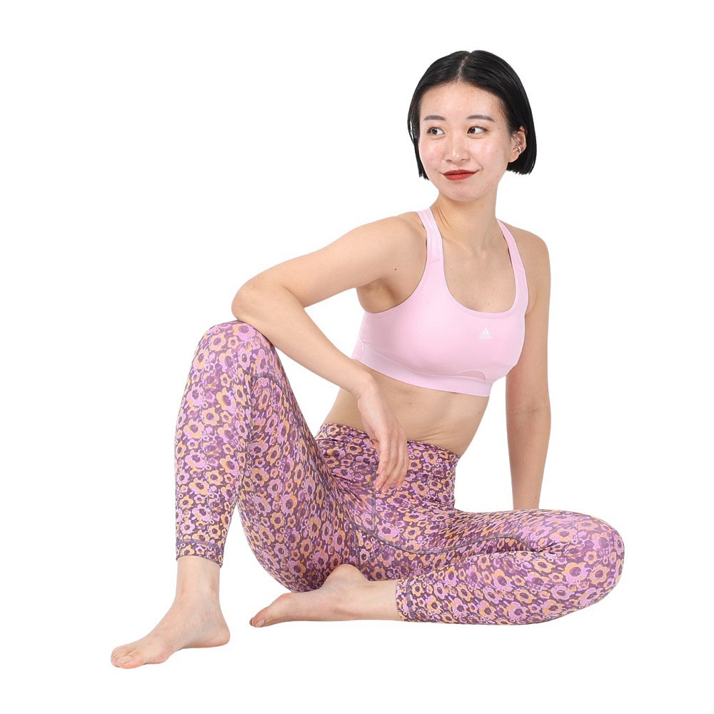 アディダス（adidas）（レディース）スポーツブラ 通気吸湿性 ピンク TRN REACT ミディアムサポートブラ RT588-HC7490