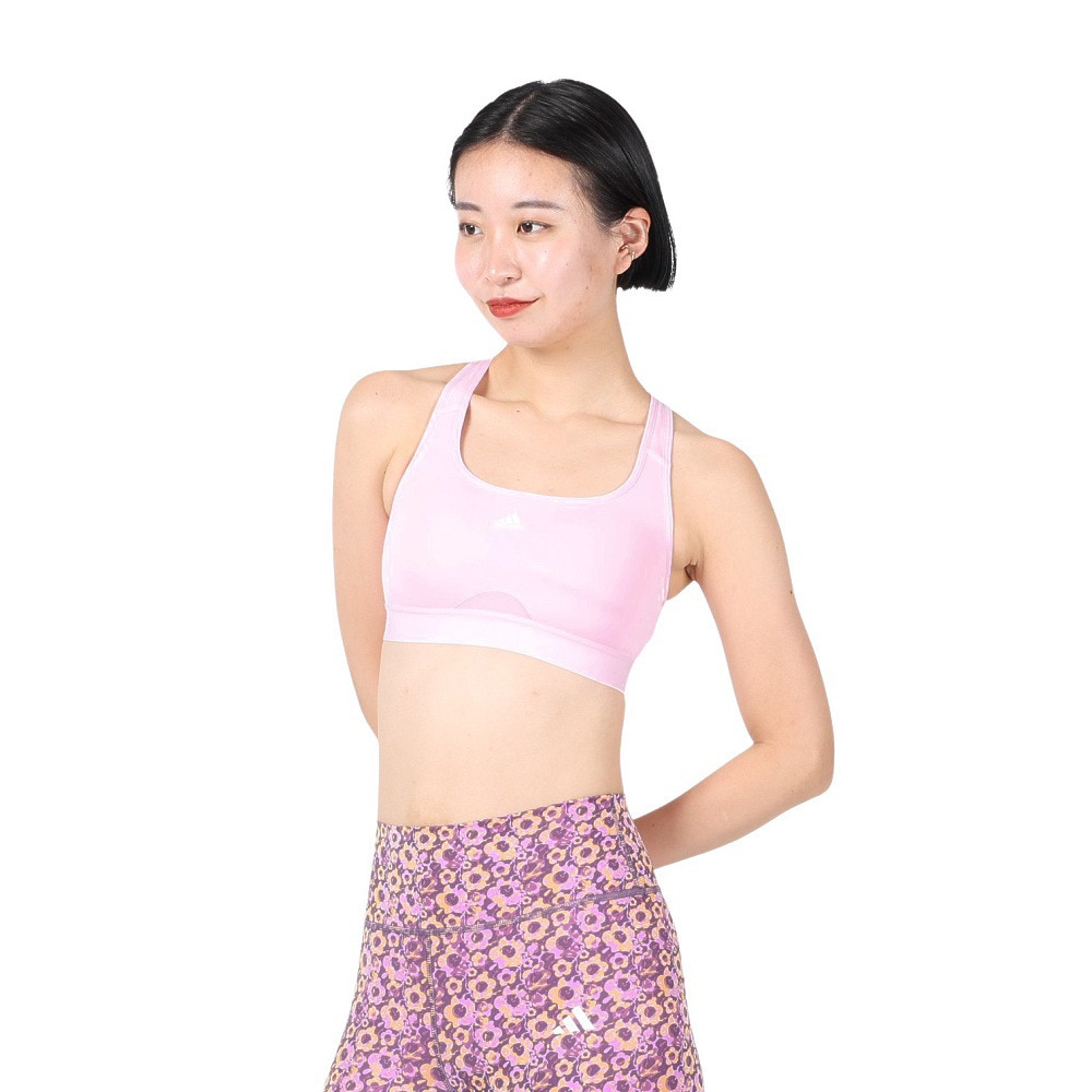 アディダス（adidas）（レディース）スポーツブラ 通気吸湿性 ピンク TRN REACT ミディアムサポートブラ RT588-HC7490