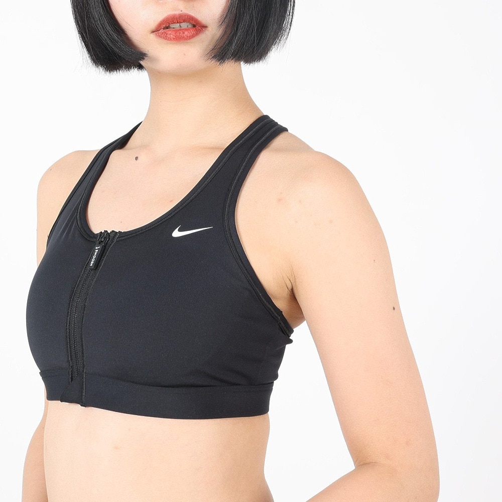 ナイキ（NIKE）（レディース）ドライフィット スウッシュ フロント ジップ ミディアムサポート パッディド スポーツブラ FN2732-010