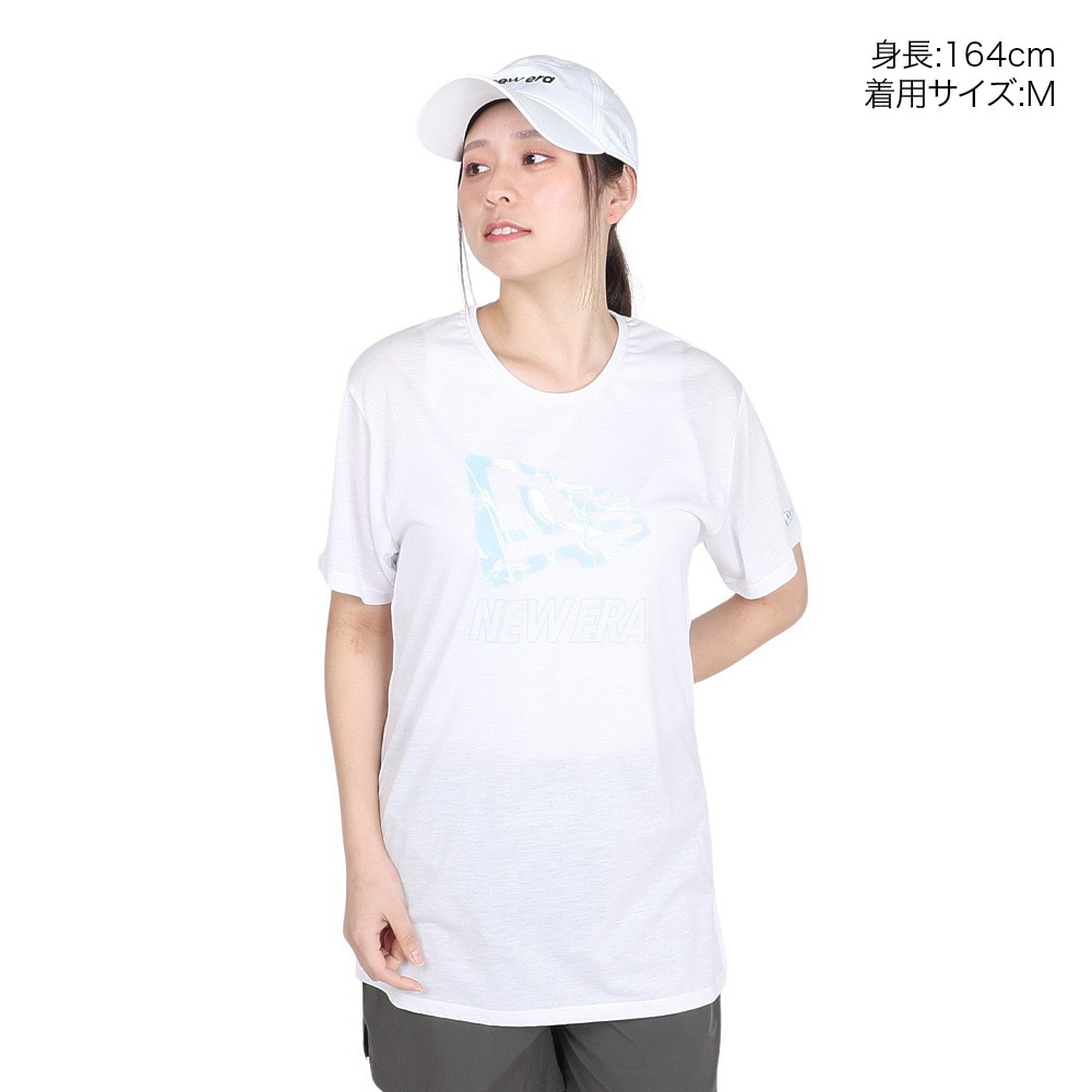 ニューエラ（NEW ERA）（レディース）tシャツ 半袖 パフォーマンスアパレル 吸汗速乾 抗菌 ホワイト 白 ヨガ フィットネスウェア 14121935