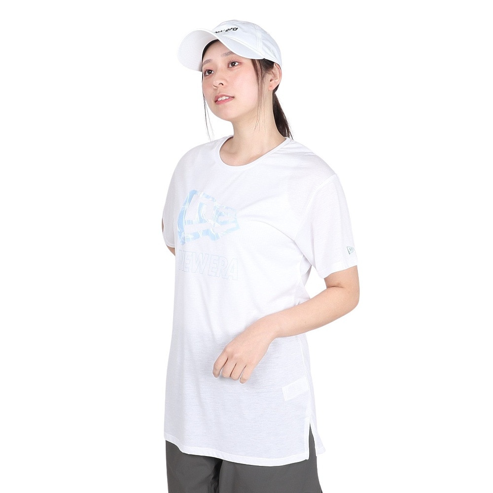 ニューエラ（NEW ERA）（レディース）tシャツ 半袖 パフォーマンスアパレル 吸汗速乾 抗菌 ホワイト 白 ヨガ フィットネスウェア 14121935