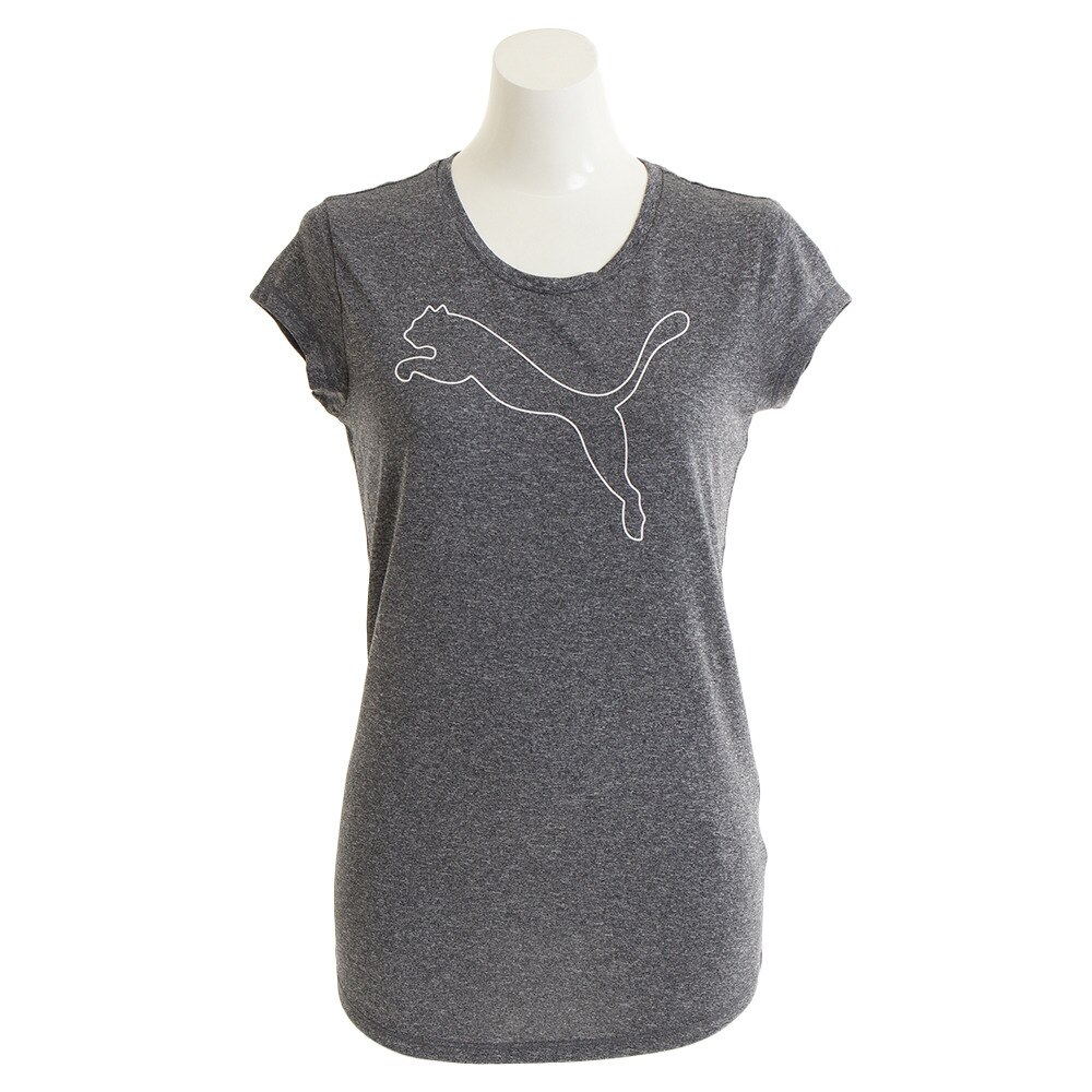  Tシャツ レディース 半袖 Active ロゴヘザー 853820 01 BLK 母の日