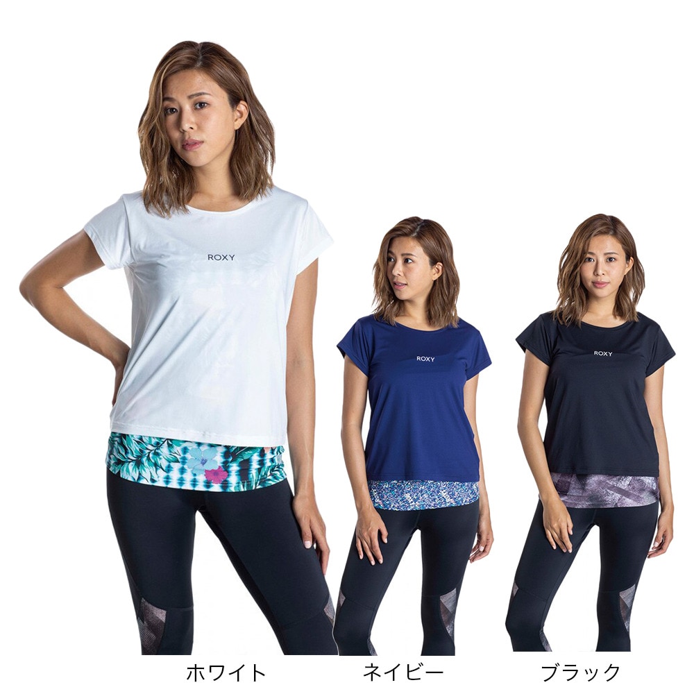 ロキシー（ROXY）（レディース）速乾 UVカット Tシャツ & カップ付きキャミ セット FULL MOON SET TEE RST201527 BLK
