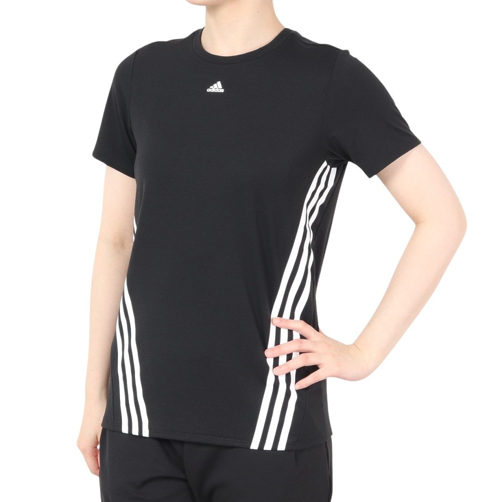 アディダス（adidas）（レディース）トレイン アイコンズ スリーストライプス 半袖Tシャツ CA028-HK6975