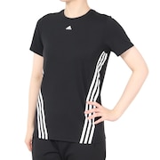 (レディース)tシャツ 吸湿性 ブラック 黒 トレイン アイコンズ スリーストライプス 半袖Tシャツ CA028-HK6975