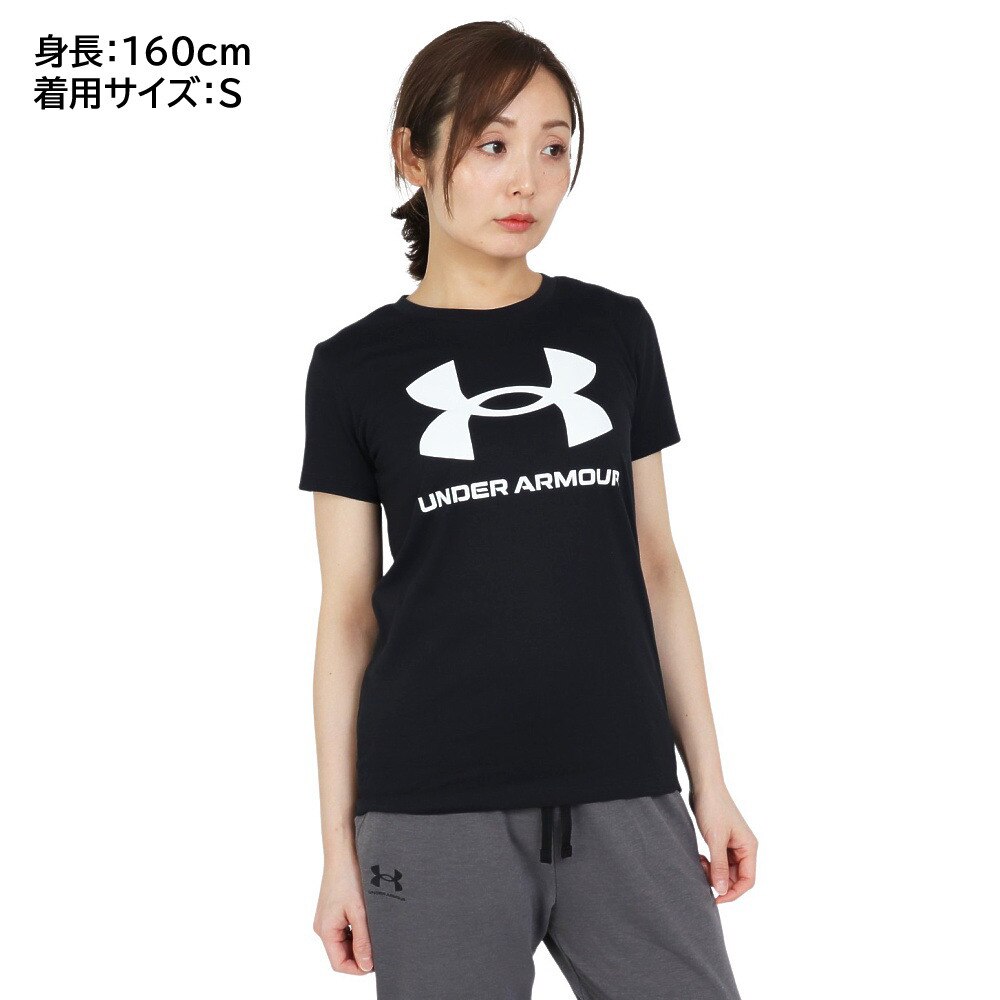 アンダーアーマー（UNDER ARMOUR）（レディース）半袖Tシャツ レディース ライブ グラフィック 1356305 BLK/WHT AT