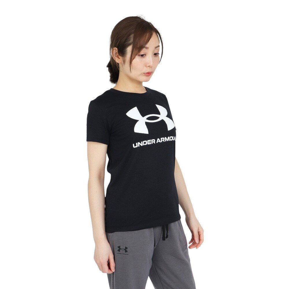 アンダーアーマー（UNDER ARMOUR）（レディース）半袖Tシャツ レディース ライブ グラフィック 1356305 BLK/WHT AT