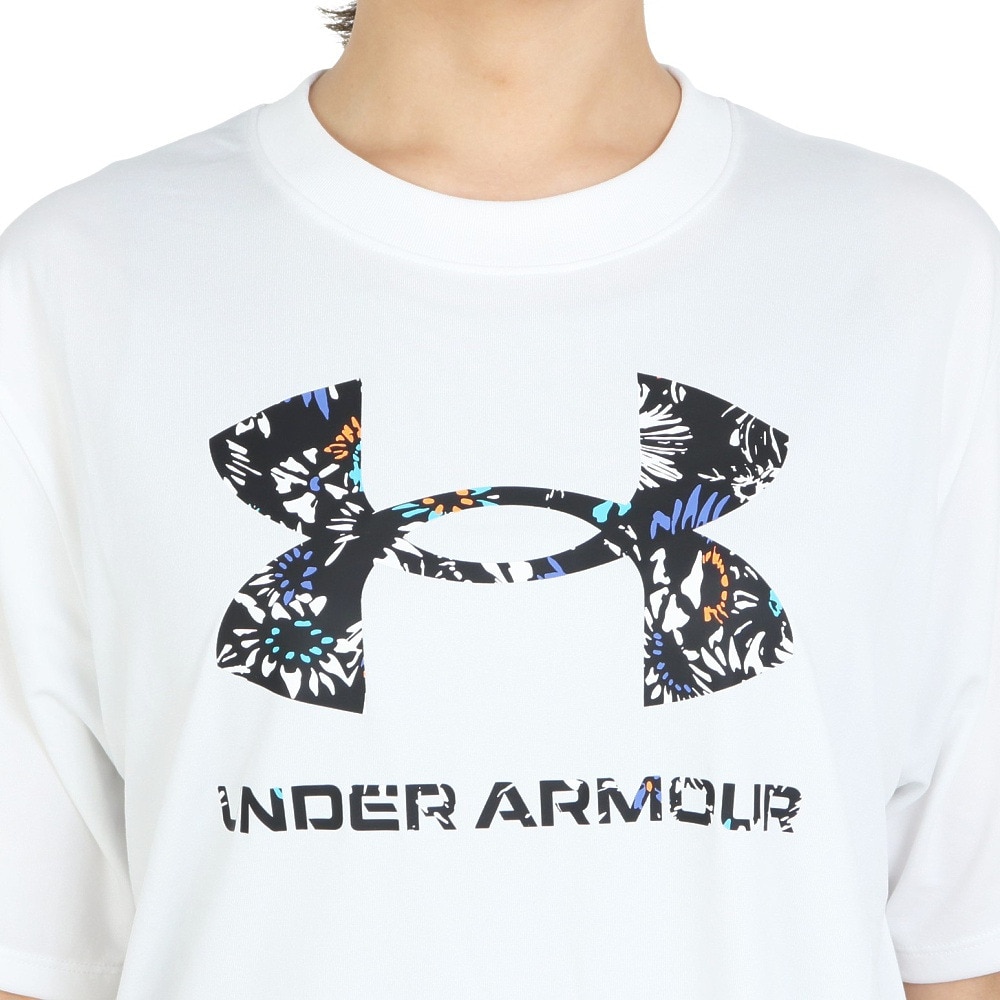アンダーアーマー（UNDER ARMOUR）（レディース）tシャツ カットソー 半袖 ホワイト 白 テックオーバーサイズ TEE 1378305 100 ヨガ フィットネスウェア