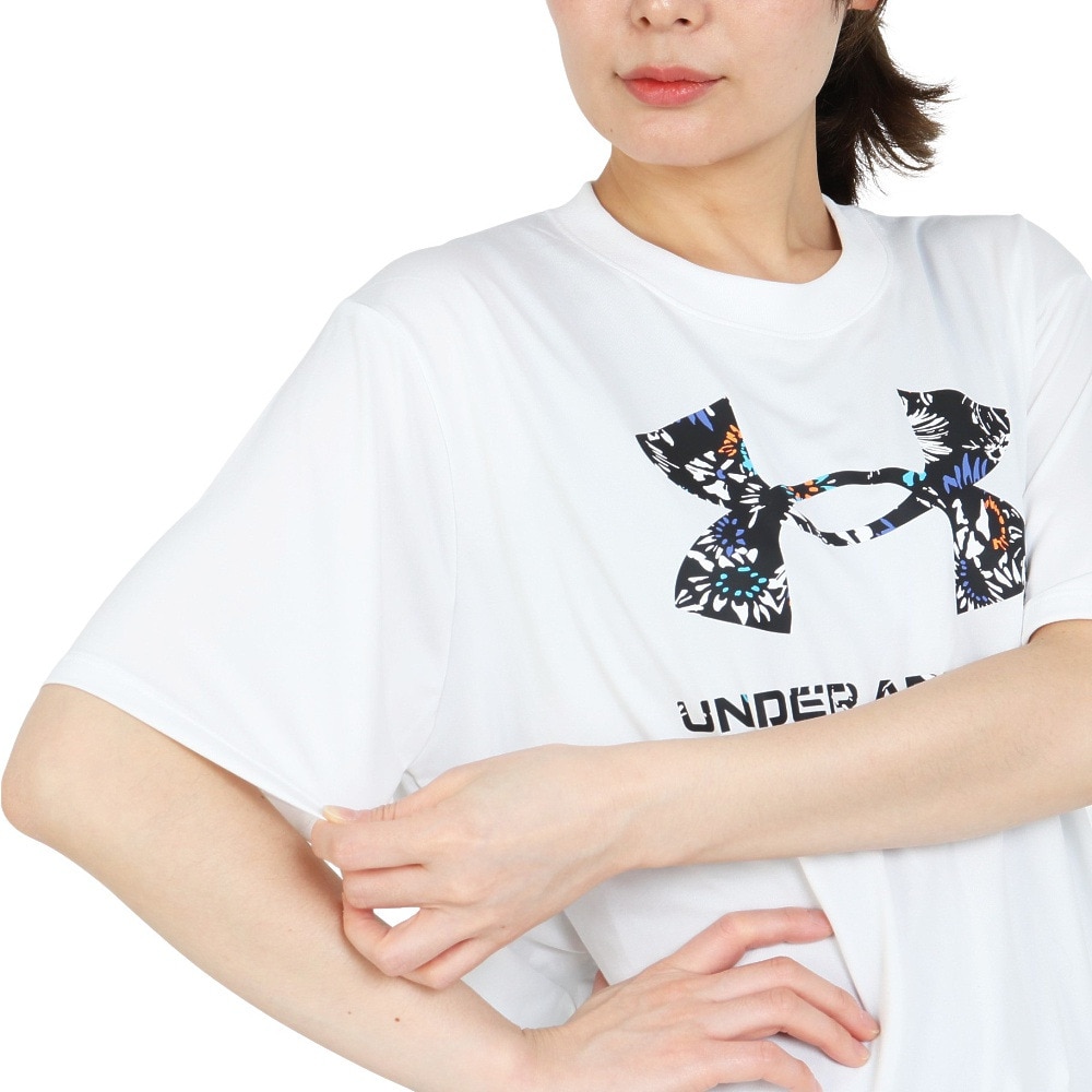 アンダーアーマー（UNDER ARMOUR）（レディース）tシャツ カットソー 半袖 ホワイト 白 テックオーバーサイズ TEE 1378305 100 ヨガ フィットネスウェア