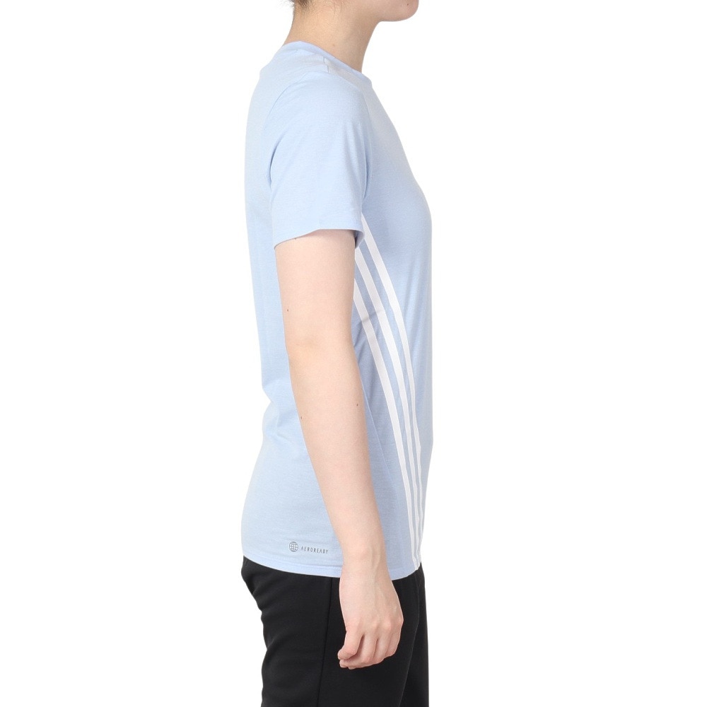 買収 新品 アディダス Tシャツ Ｌ〜XL ブルーグレー？ スリーストライプス