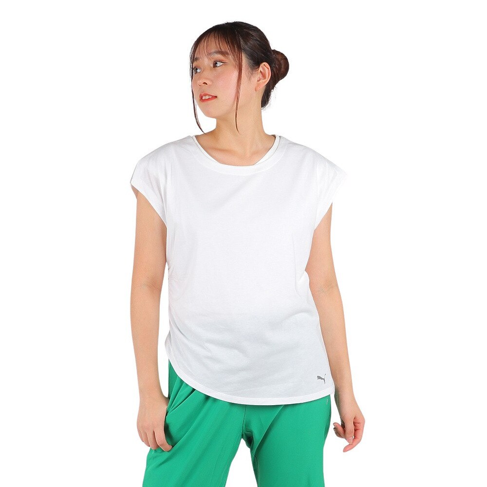 プーマ（PUMA）（レディース）ウィメンズ ヨガ スタジオ FOUNDATION 半袖Tシャツ 522738 02 WHT
