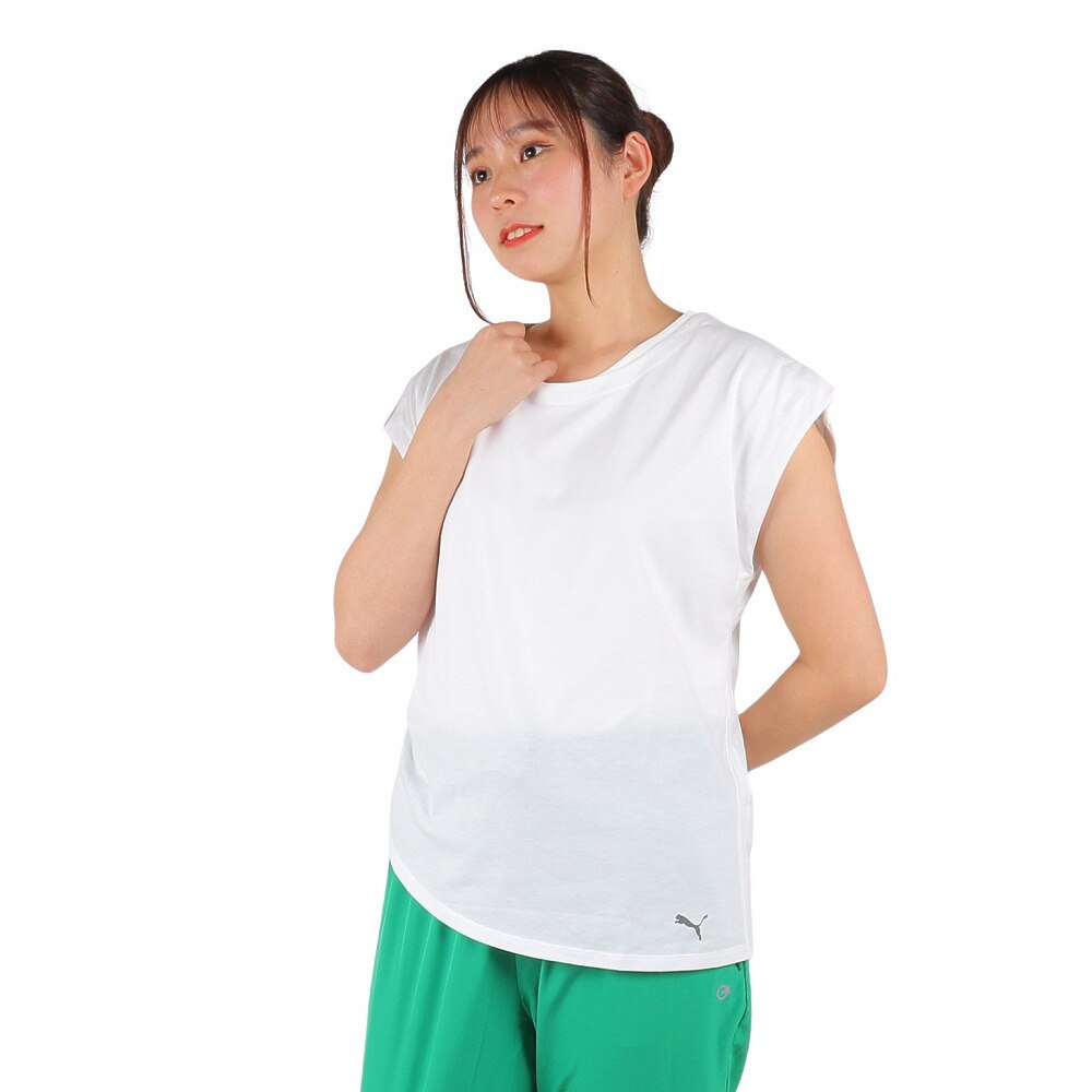 プーマ（PUMA）（レディース）ウィメンズ ヨガ スタジオ FOUNDATION 半袖Tシャツ 522738 02 WHT
