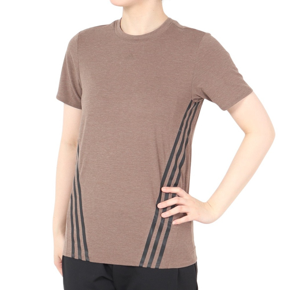 ADIDAS トレイン アイコンズ スリーストライプス 半袖Tシャツ CA028-HS2358 S 80 ヨガ・フィットネス・トレーニング