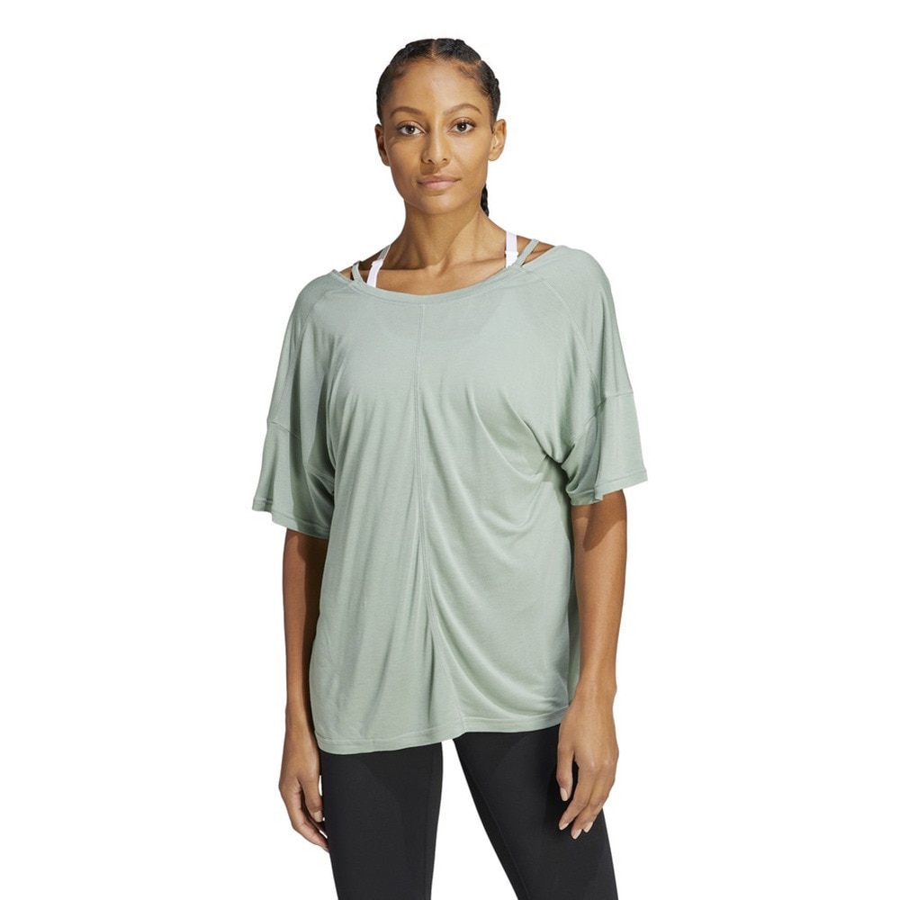 ADIDAS 半袖Tシャツ レディース ヨガ スタジオ オーバーサイズ NEN82-HR5078 S 30 ヨガ・フィットネス・トレーニング
