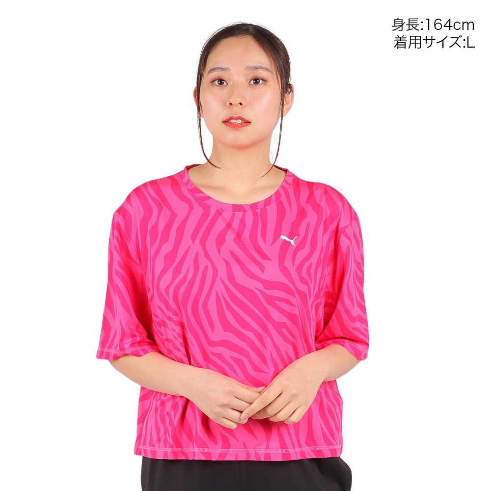 プーマ（PUMA）（レディース）TRAIN FAVORITE AOP クロップ Tシャツ 523659 49 ROS