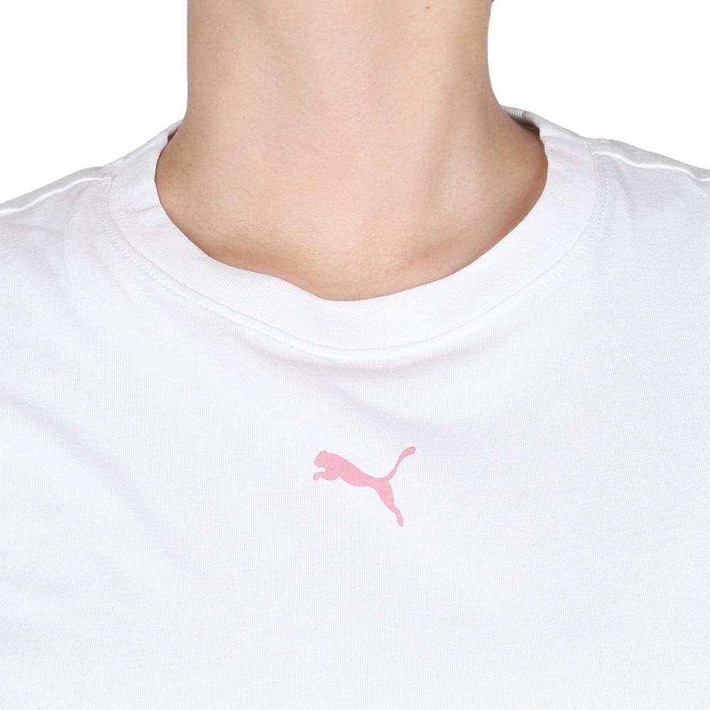 プーマ（PUMA）（レディース）FLORAL CAT GRAPHIC フィットネス 半袖Tシャツ 528309 02 WHT