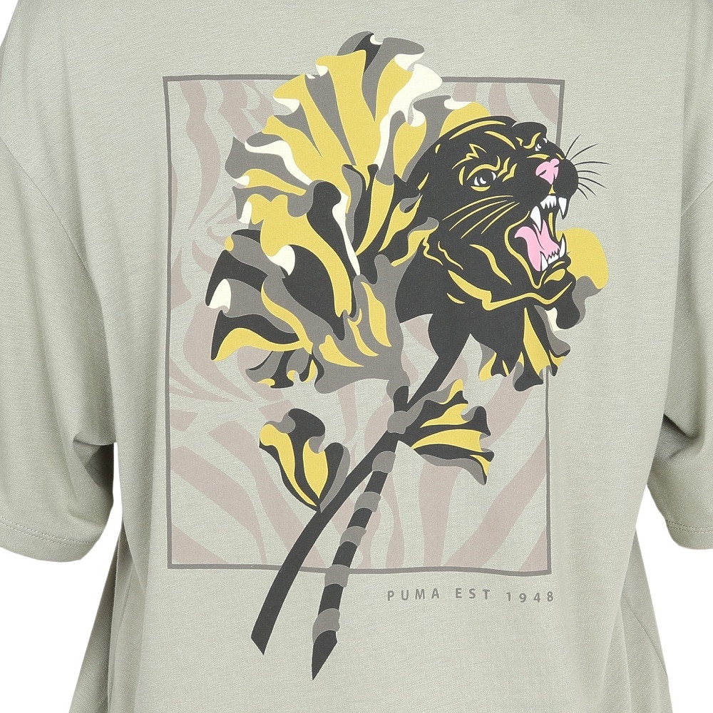 プーマ（PUMA）（レディース）FLORAL CAT GRAPHIC 半袖Tシャツ 528309 82 KHK