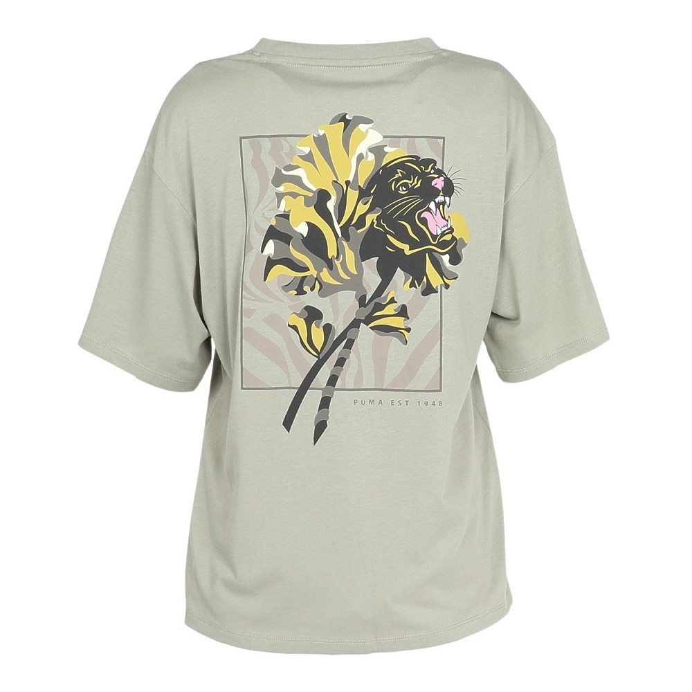 プーマ（PUMA）（レディース）FLORAL CAT GRAPHIC 半袖Tシャツ 528309 82 KHK