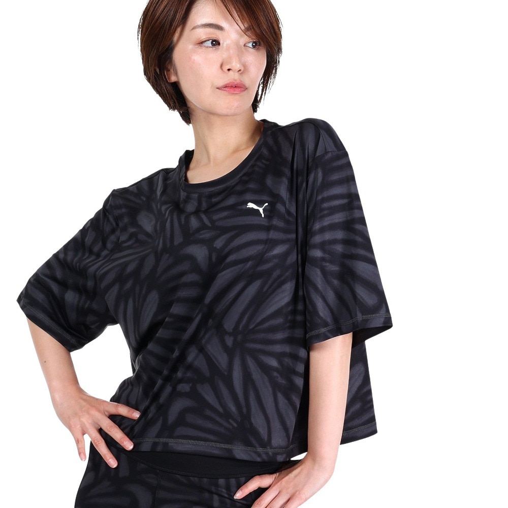 プーマ(PUMA)(レディース)FAVORITE AOP クロップ 半袖 Tシャツ 523659 01 BLK スポーツ用品はスーパースポーツゼビオ プーマ レディース Tシャツ