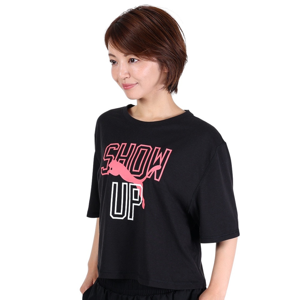 プーマ（PUMA）（レディース）グラフィック ボクシー クロップ Tシャツ 523729 01 BLK スポーツ用品はスーパースポーツゼビオ