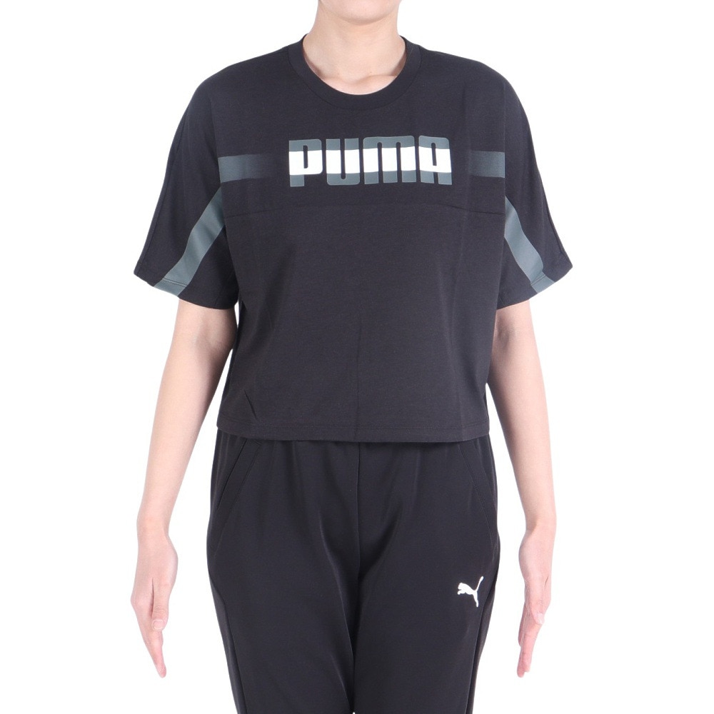 プーマ（PUMA）（レディース）トレインエッジ クロップ 半袖Tシャツ 525206 01 BLK