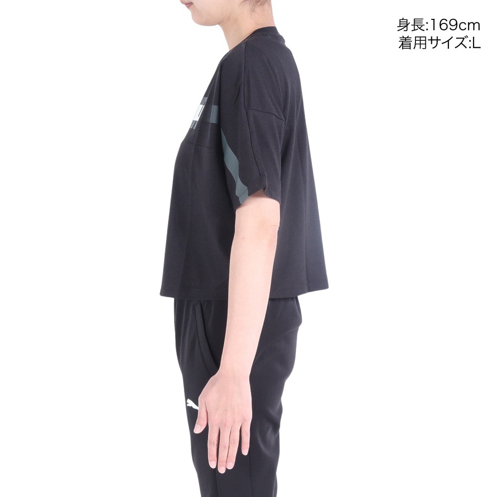 プーマ（PUMA）（レディース）トレインエッジ クロップ 半袖Tシャツ 525206 01 BLK