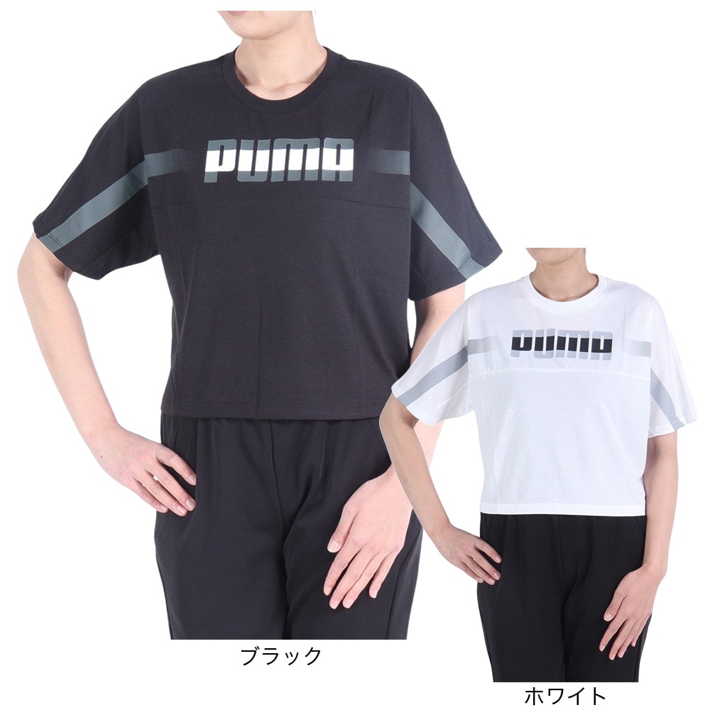 プーマ（PUMA）（レディース）トレインエッジ クロップ 半袖Tシャツ 525206 01 BLK
