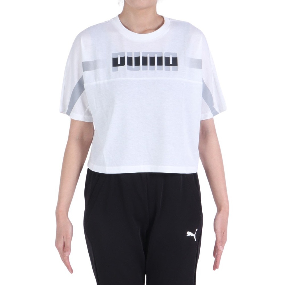 プーマ（PUMA）（レディース）トレインエッジ クロップ 半袖Tシャツ 525206 02 WHT