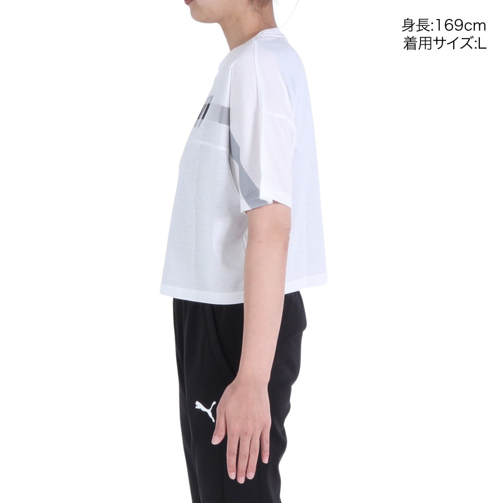 プーマ（PUMA）（レディース）トレインエッジ クロップ 半袖Tシャツ 525206 02 WHT