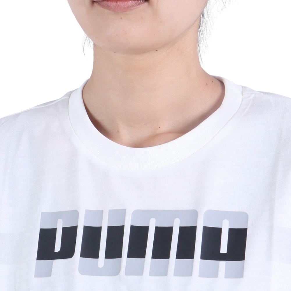 プーマ（PUMA）（レディース）トレインエッジ クロップ 半袖Tシャツ 525206 02 WHT