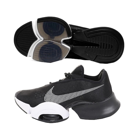 ナイキ（NIKE）（レディース）エア ズーム スーパーレップ2 CU5925-001 フィットネス ジム ブラック 黒 レディース スニーカー シューズ  室内 運動靴