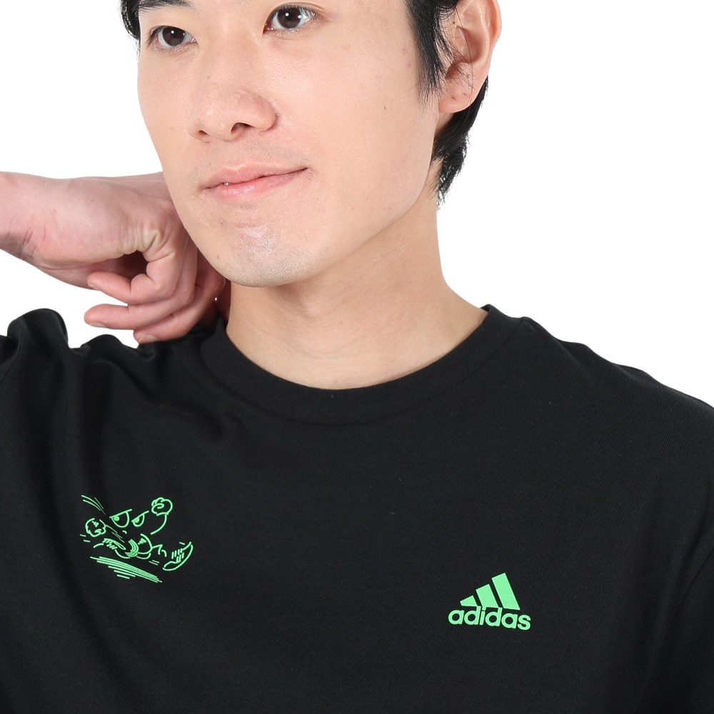 アディダス（adidas）（メンズ）半袖 Tシャツ メンズ 黒 ルーズフィットシャツ シグネチャー JLS98-GV1348