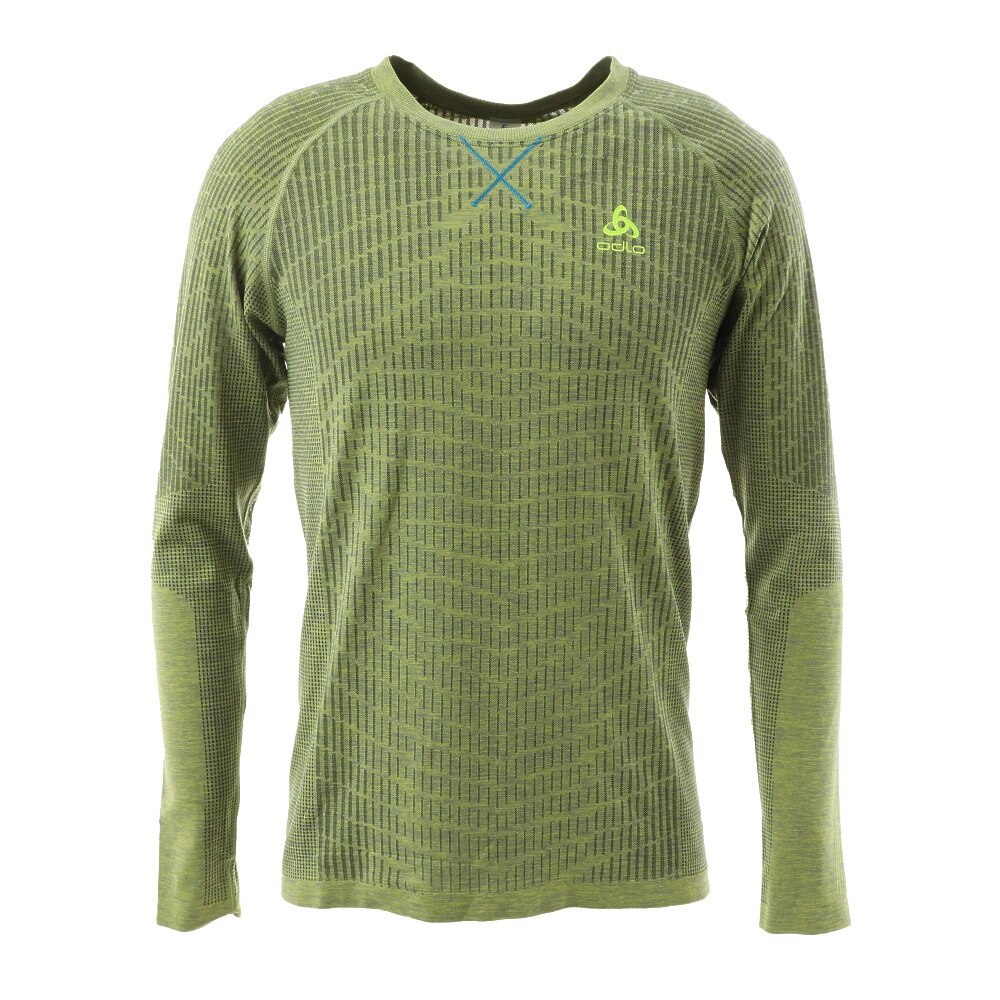  Tシャツ メンズ 長袖 クルーネック BLACKCOM 312382 grey-acid lime