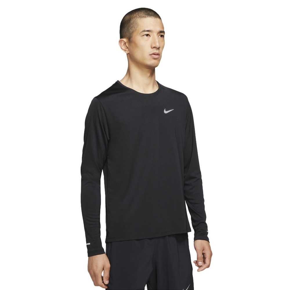 ナイキ（NIKE）（メンズ）ランニング ランニングウェア メンズ Tシャツ 長袖 Dri-FIT UV マイラー トップ DD4577-010  ナイトラン スポーツ用品はスーパースポーツゼビオ