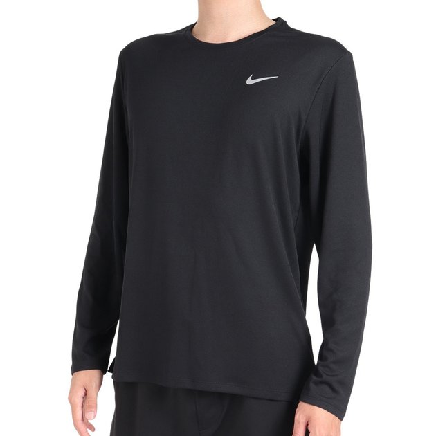 ナイキ（NIKE）（メンズ）カットソー 長袖 ランニング uv ブラック 黒 