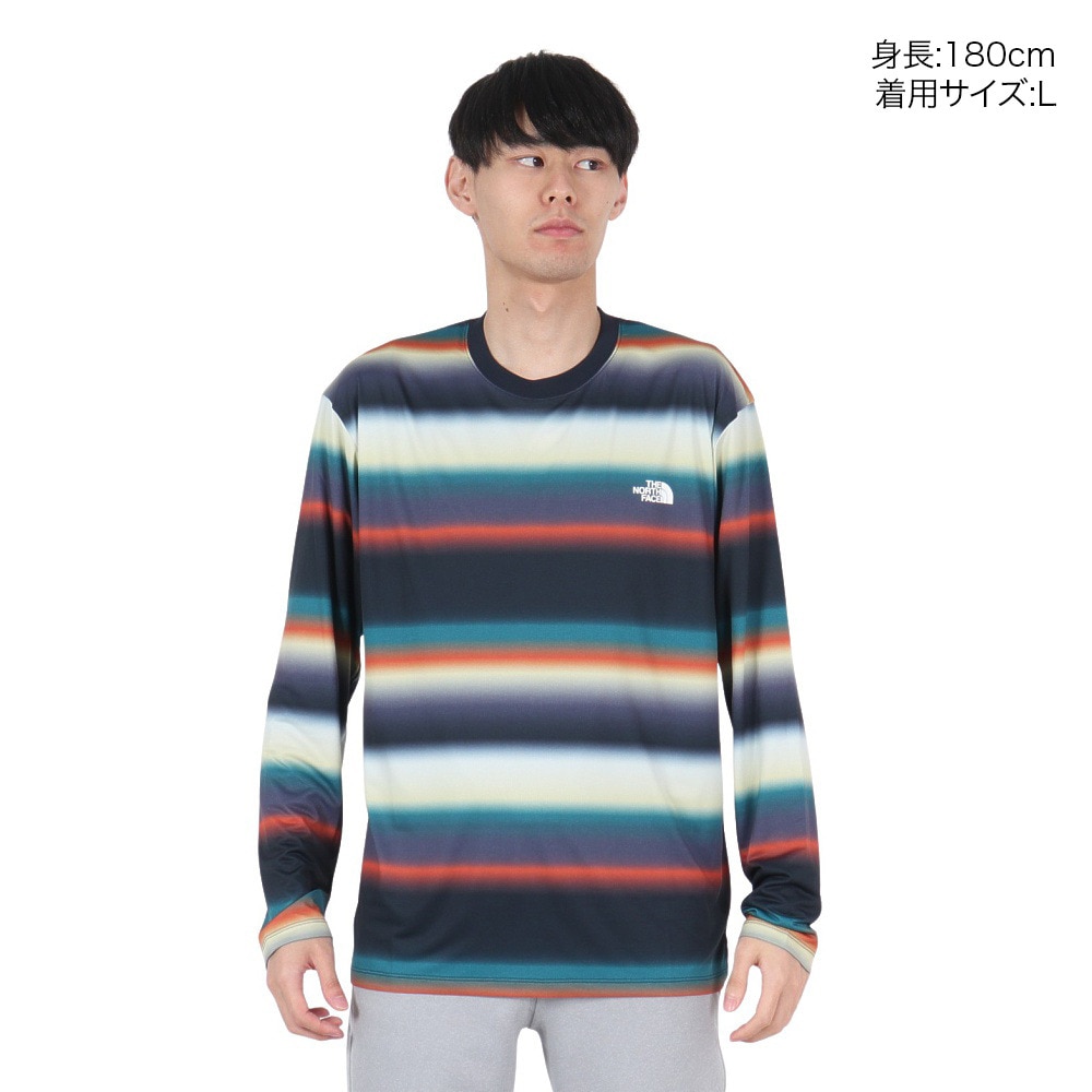 ザ・ノース・フェイス（THE NORTH FACE）（メンズ、レディース）ロングスリーブ フラッシュドライ ボーダークルーネック NT62491 NB