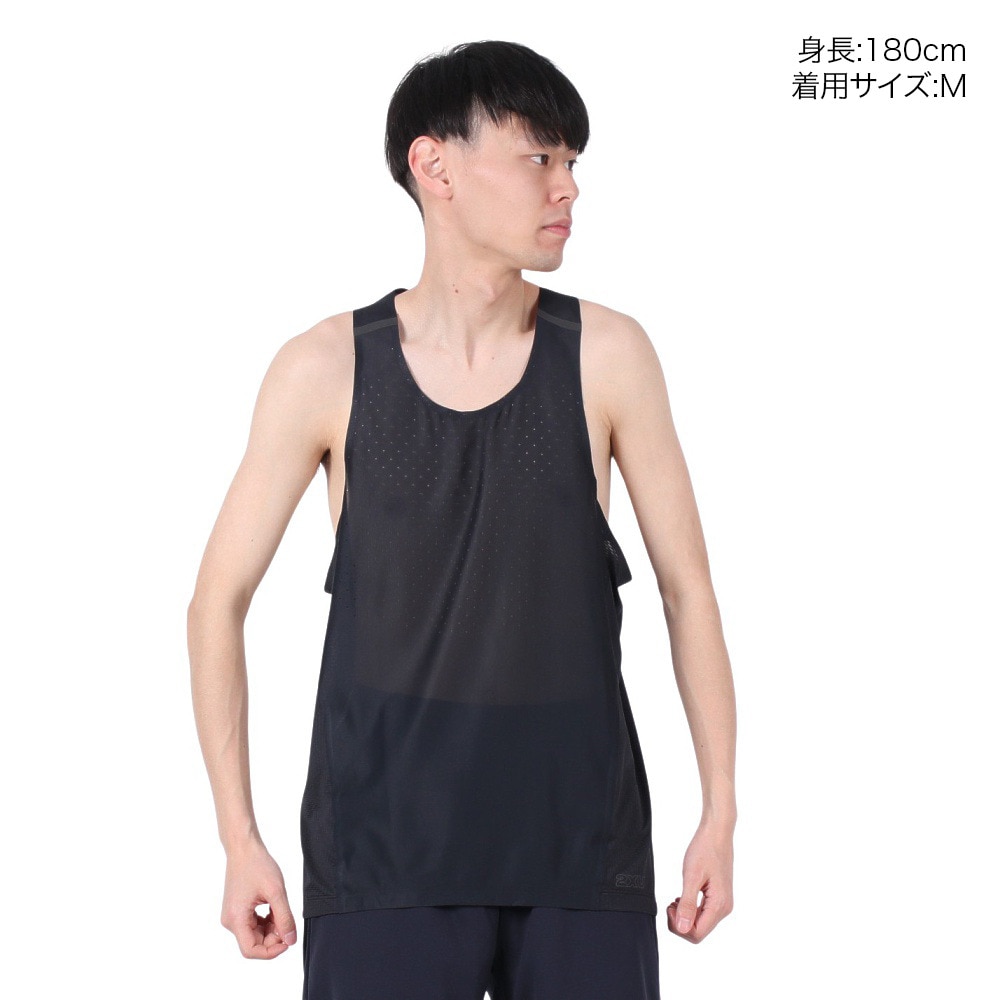 ツー・タイムズ・ユー（2XU）（メンズ）ライトスピードリアクトシングレット タンクトップ MR7375A-BLK/BRF