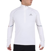 アディダス（adidas）（メンズ）ハーフジップ  長袖 メンズ 白 スタンドカラー ドライ スウェットシャツ Everydayrun VW082-HK5640