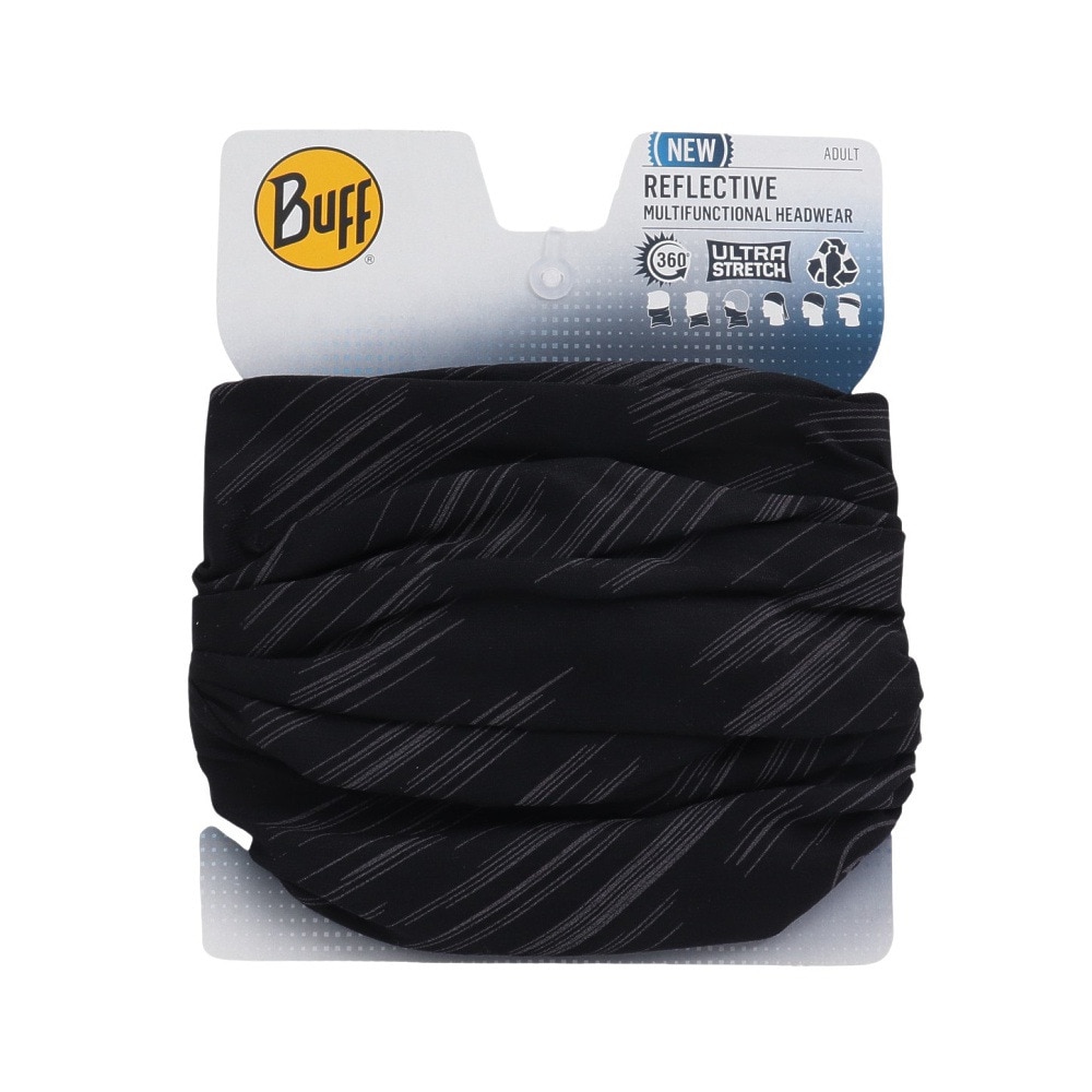 バフ（BUFF）（メンズ、レディース）ネックウォーマー フェイスマスク ヘアバンド UVカット 多機能 Reflective R-SOLID BLACK 337351