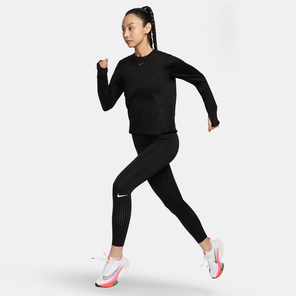 ナイキ（NIKE）（レディース）スウィフト エレメント UV クルーネック 長袖ランニングトップ FB4298-010