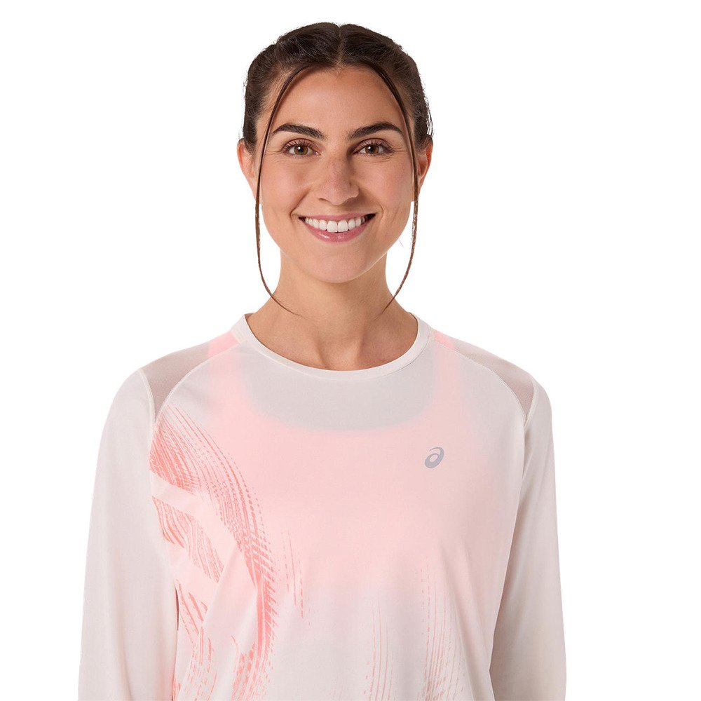 AXO SPORT ロングスリーブシャツ オレンジ/ピンク/ホワイト M アシックス（ASICS）（レディース）ROAD ランニンググラフィック長袖
