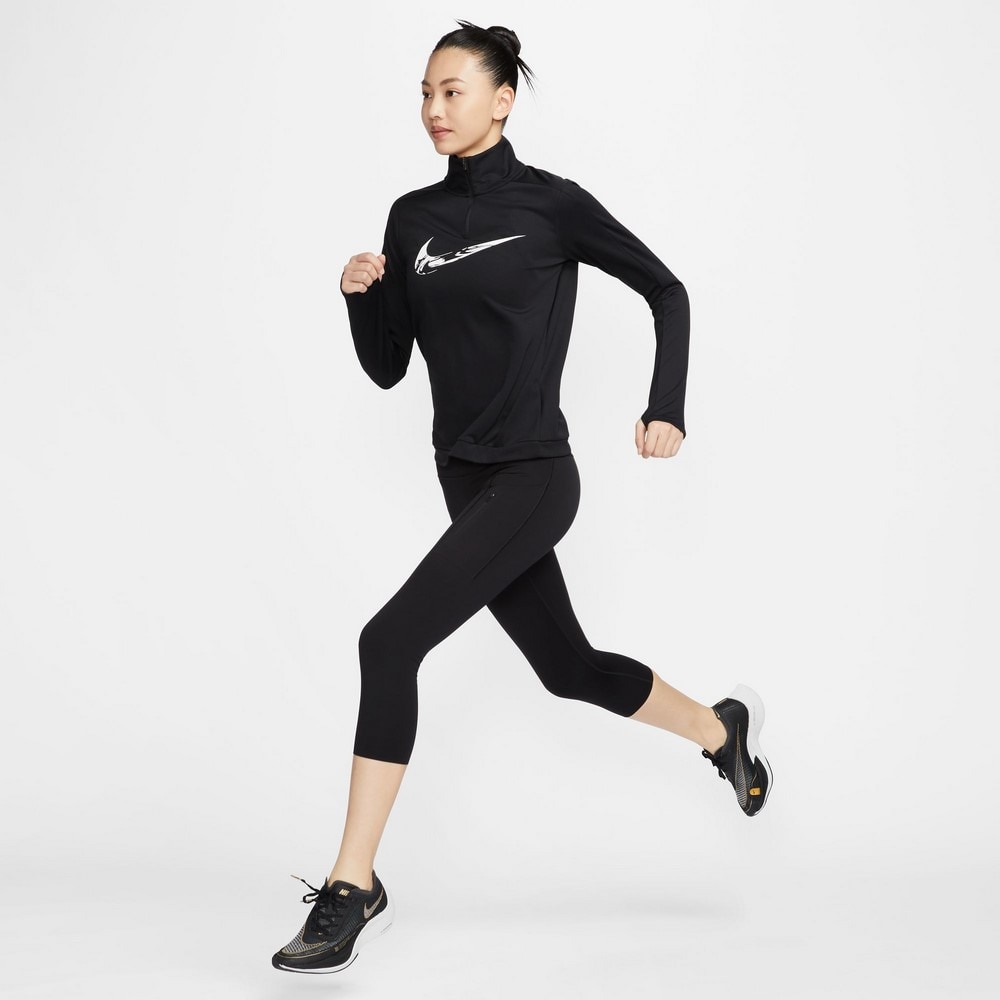 ナイキ（NIKE）（レディース）スウッシュ ドライフィット 1/4ジップ ランニング ミッドレイヤー FV6388-010