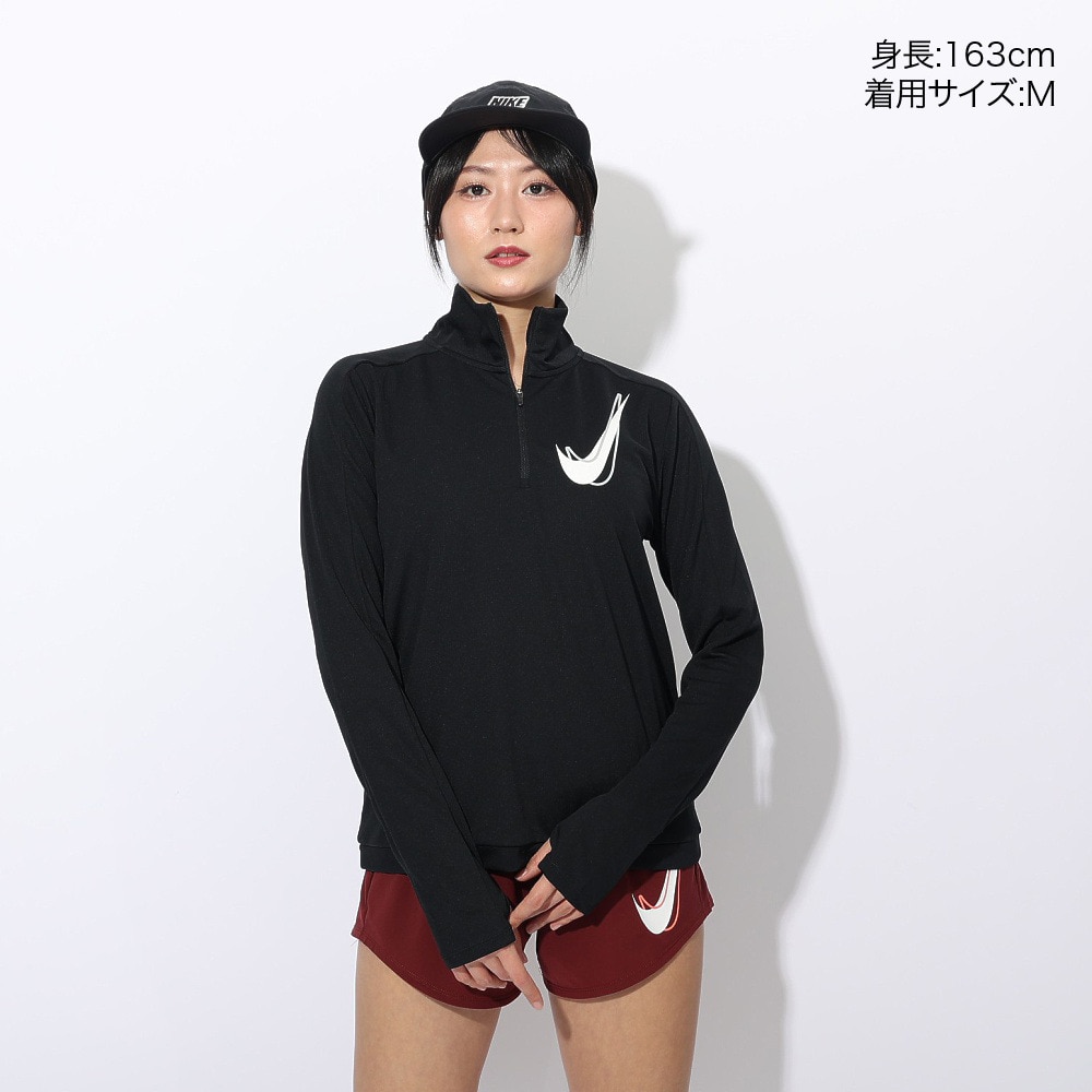 ナイキ（NIKE）（レディース）スウッシュ ドライフィット 1/2ジップ ランニング ミッド レイヤートップス HJ2226-010