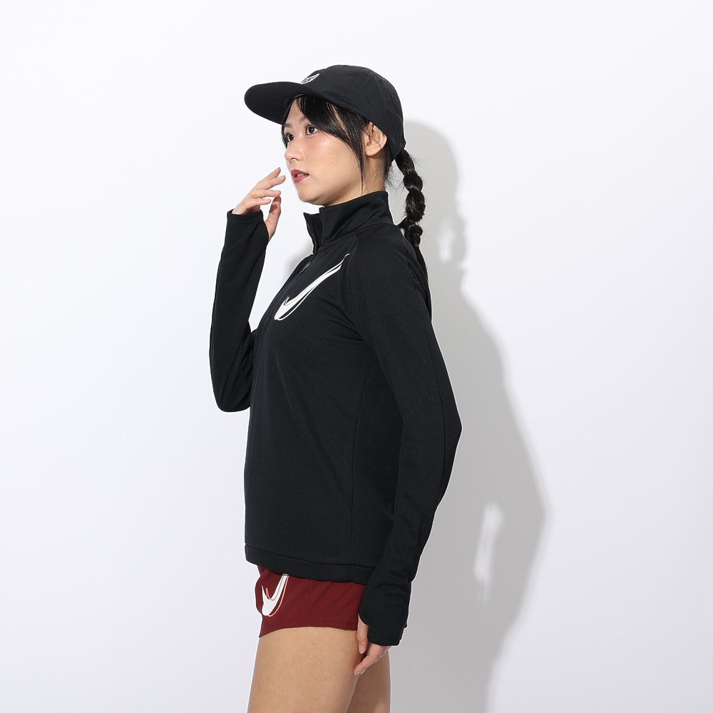 ナイキ（NIKE）（レディース）スウッシュ ドライフィット 1/2ジップ ランニング ミッド レイヤートップス HJ2226-010