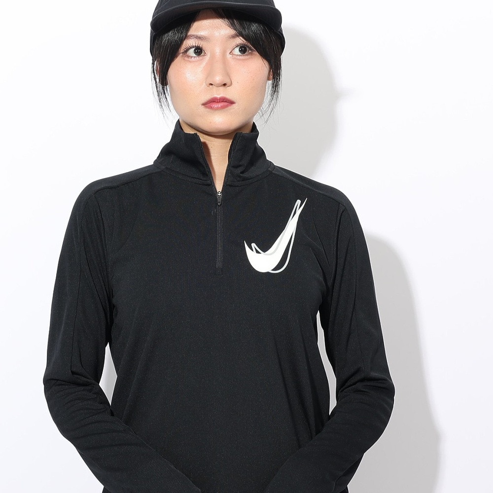 ナイキ（NIKE）（レディース）スウッシュ ドライフィット 1/2ジップ ランニング ミッド レイヤートップス HJ2226-010