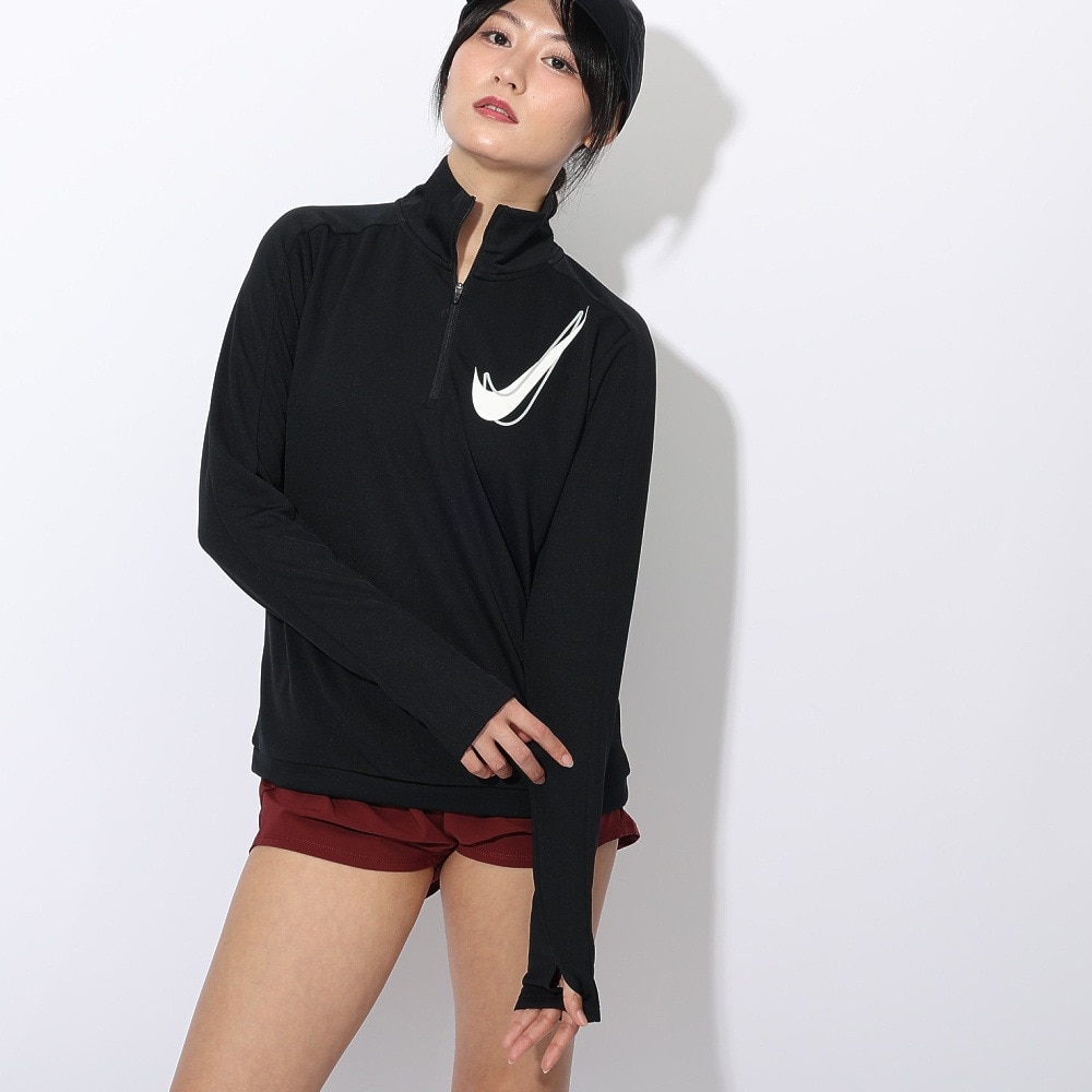 ナイキ（NIKE）（レディース）スウッシュ ドライフィット 1/2ジップ ランニング ミッド レイヤートップス HJ2226-010