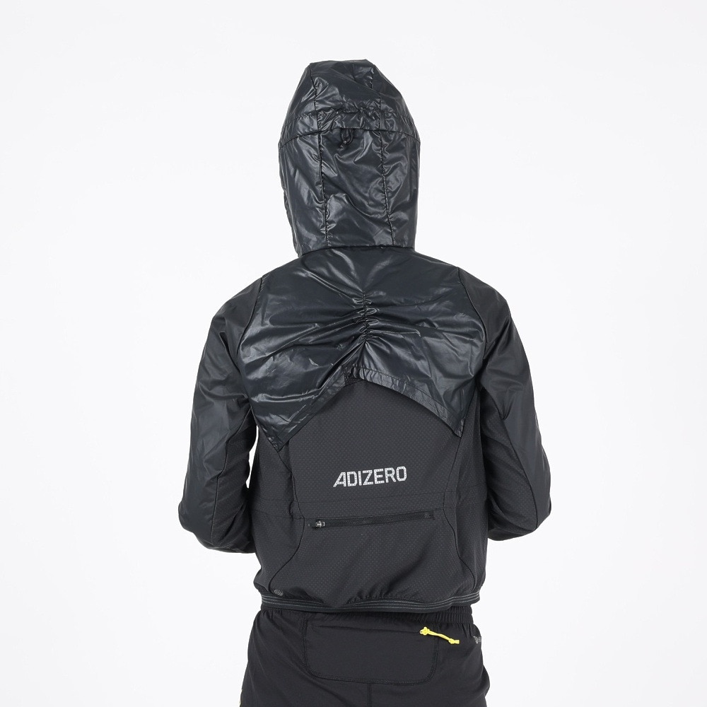 アディダス（adidas）（レディース）ランニングジャケット レディース 黒 撥水 フード付き 防寒 長袖 アディゼロ フルジップ MCE06-H57761