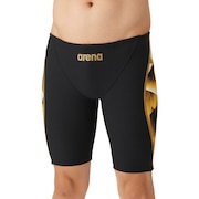 (メンズ)競泳水着 メンズ 水泳 トレーニングスパッツ ハーフレッグ AS4FWM22M BKGD ブラック ゴールド
