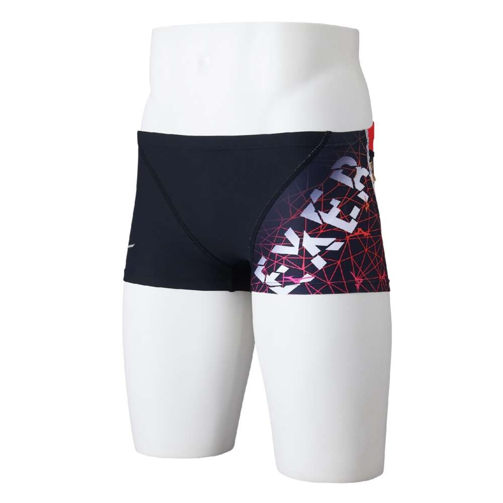 ミズノ（MIZUNO）（メンズ）競泳水着 メンズ 水泳 競泳練習用 ショートスパッツ N2MBB58196 ブラック レッド